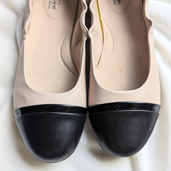 Clarks Rena Jazz Ballet Flats Ballerina Flats Shoes Black & Beige Leather Sz 8 - Picture 5 of 13